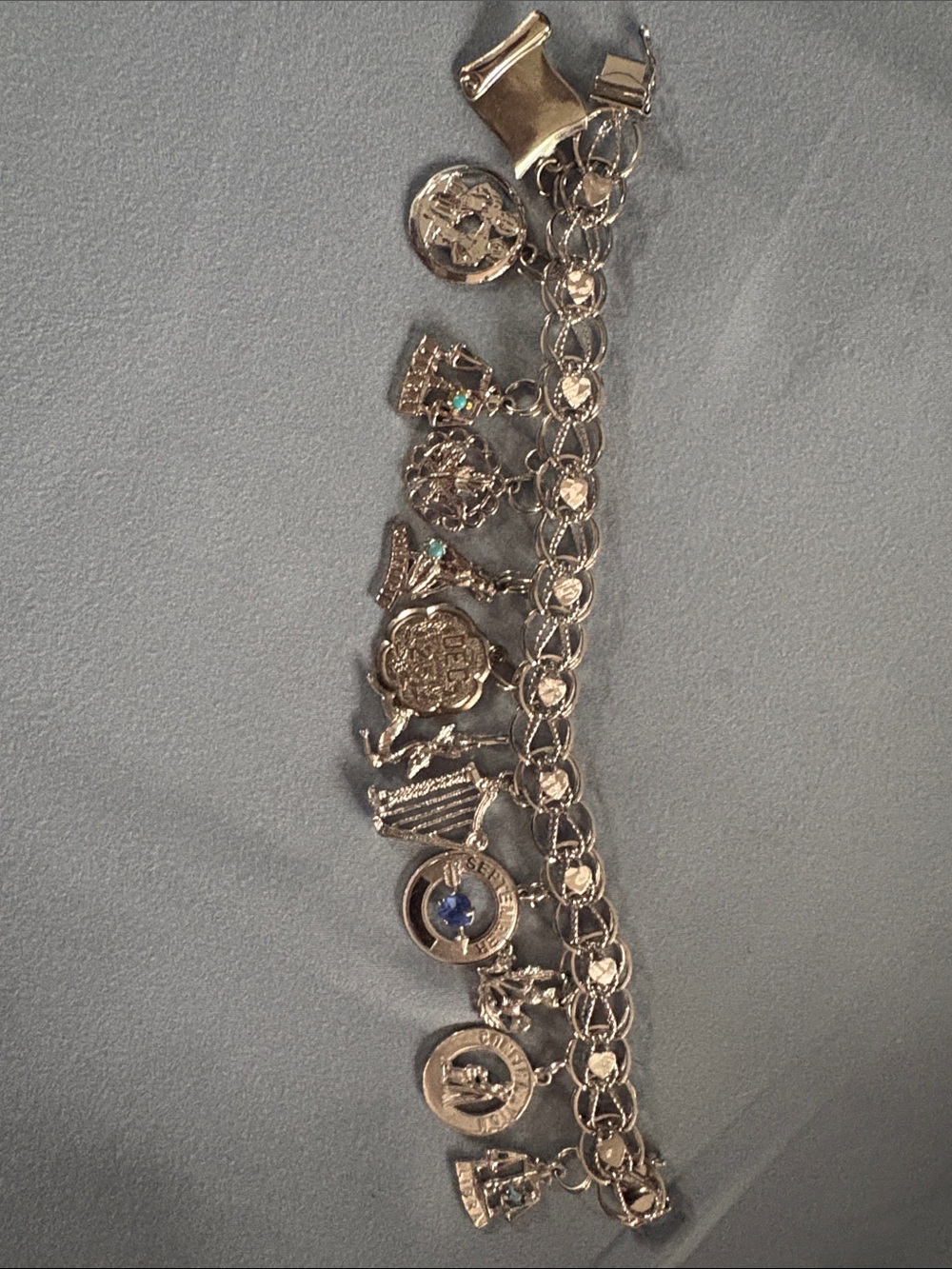Silver Charm Bracelet with Blue Accents - Women Jewelry